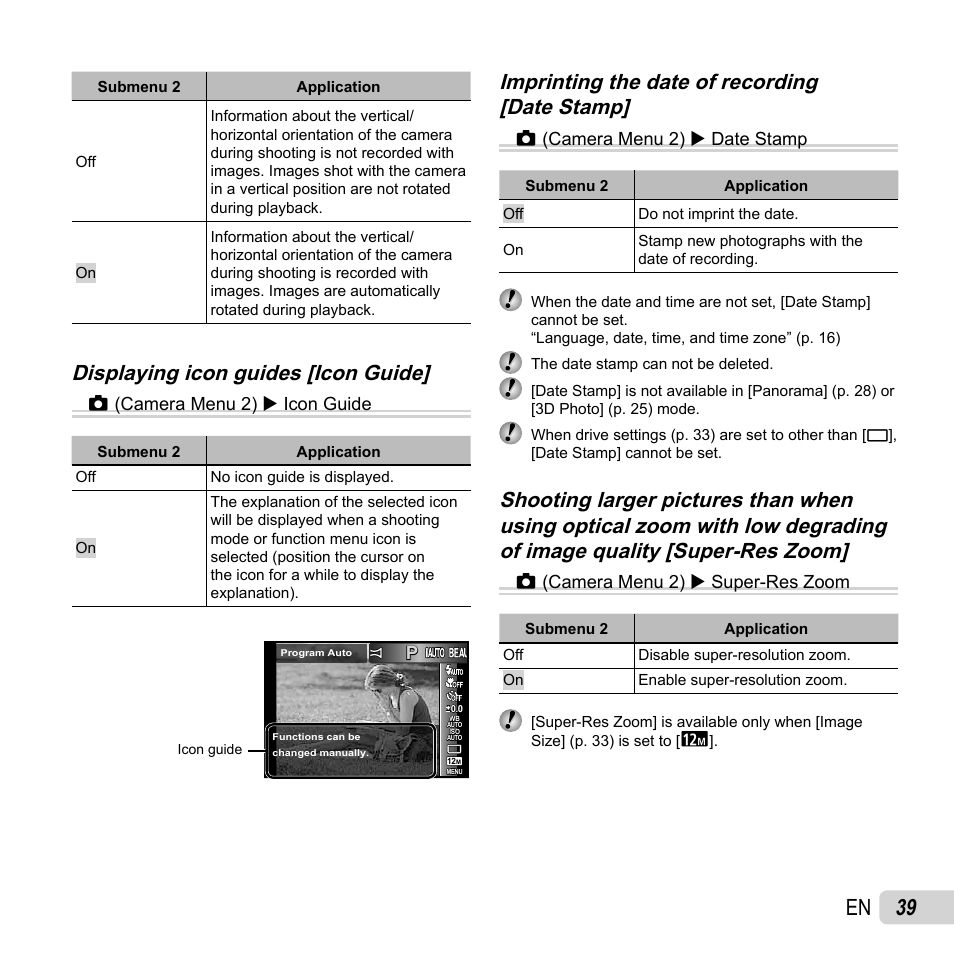 39 en, Displaying icon guides [icon guide | Olympus Tough TG-620 iHS User Manual | Page 39 / 83