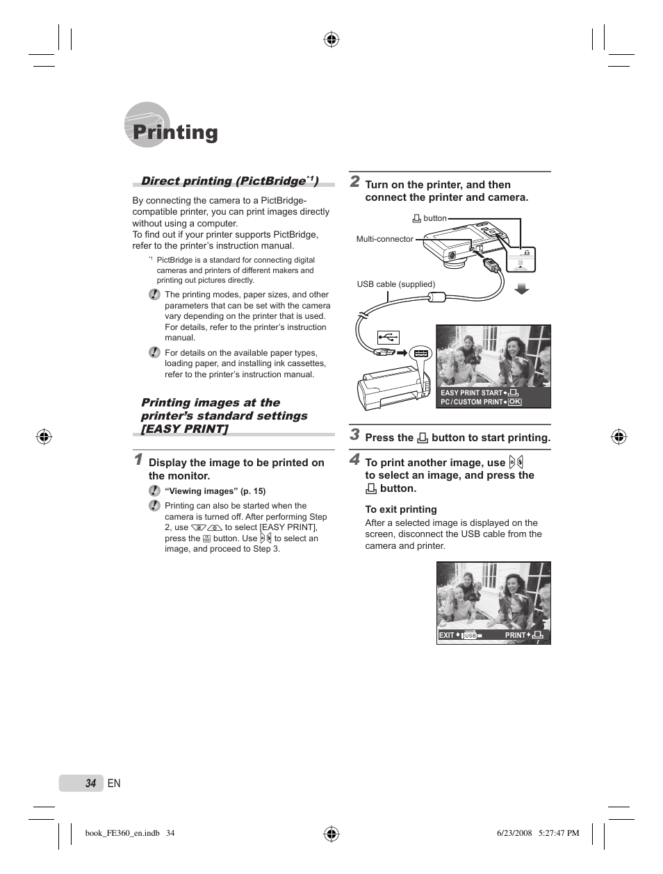 Printing | Olympus FE-360 User Manual | Page 34 / 62