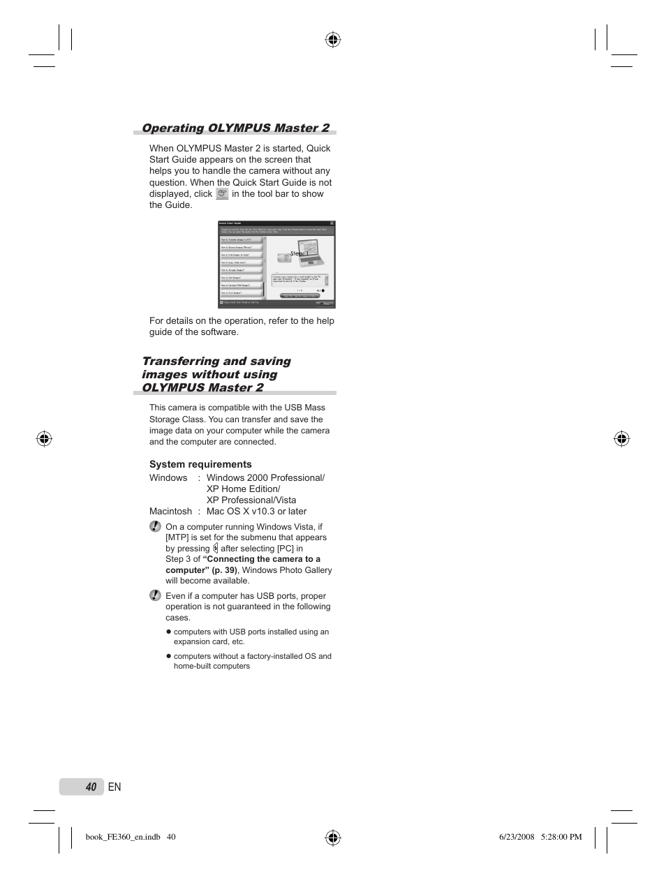 Operating olympus master 2 | Olympus FE-360 User Manual | Page 40 / 62