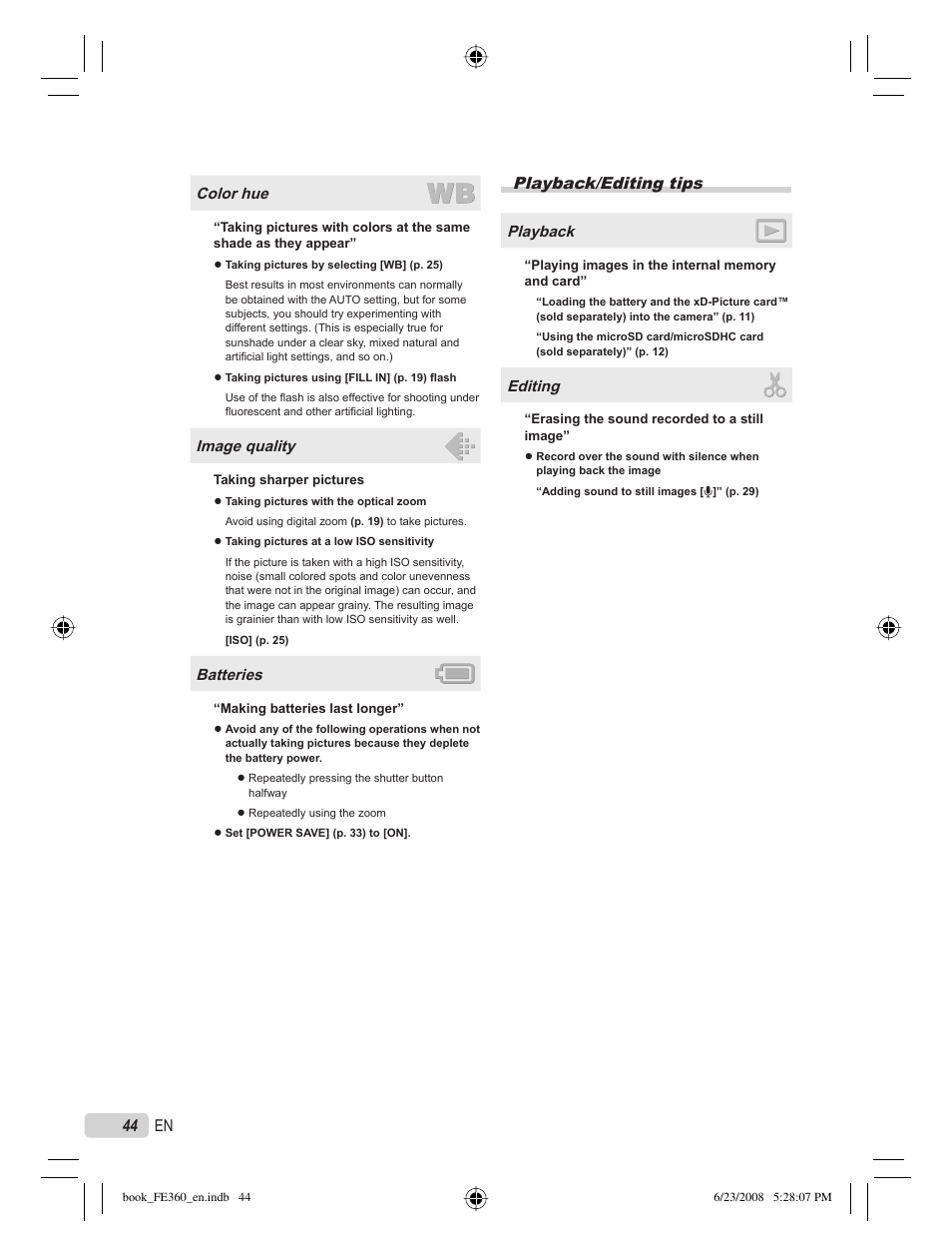 Playback/editing tips | Olympus FE-360 User Manual | Page 44 / 62