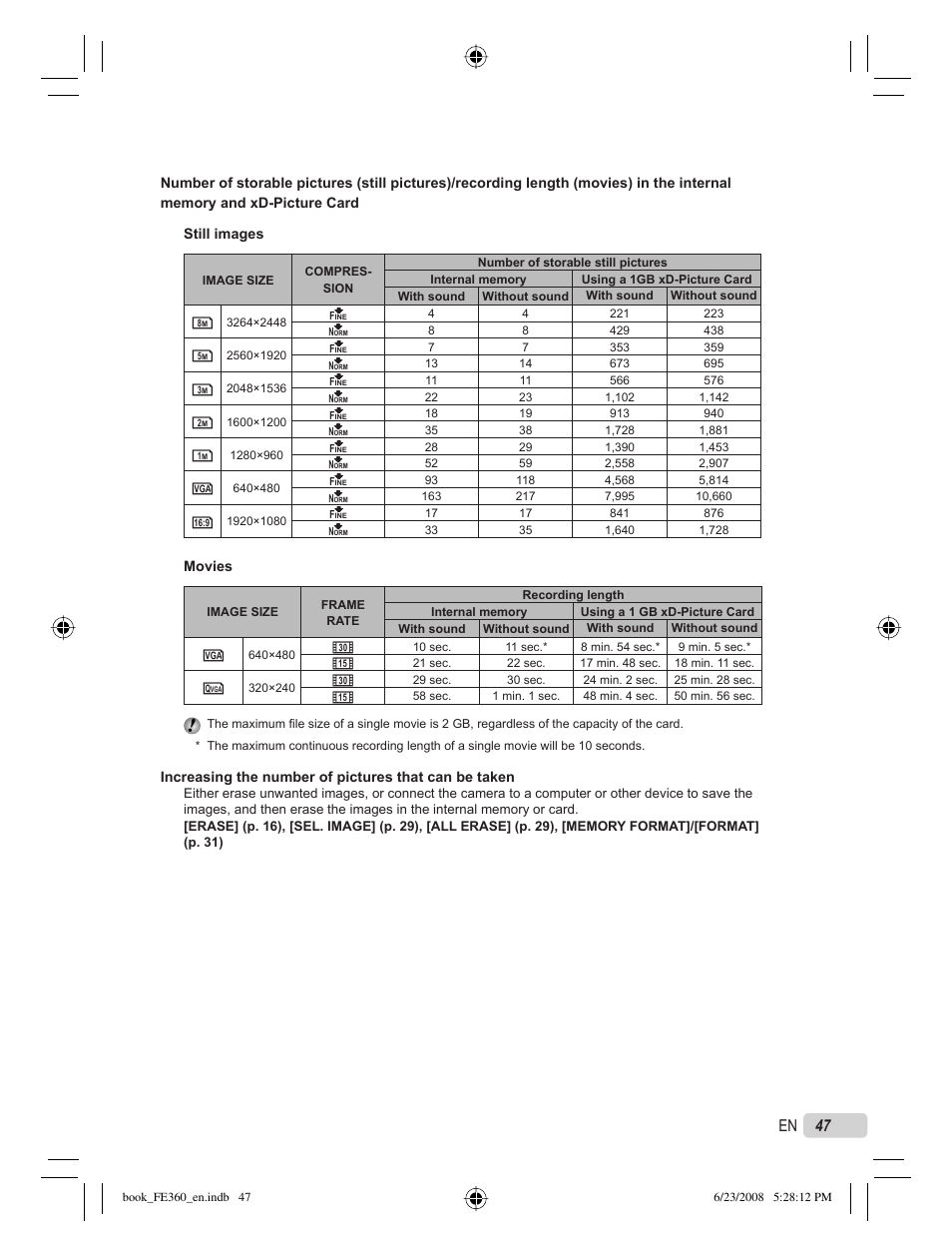 47 en | Olympus FE-360 User Manual | Page 47 / 62