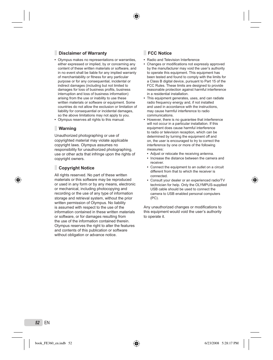 Olympus FE-360 User Manual | Page 52 / 62
