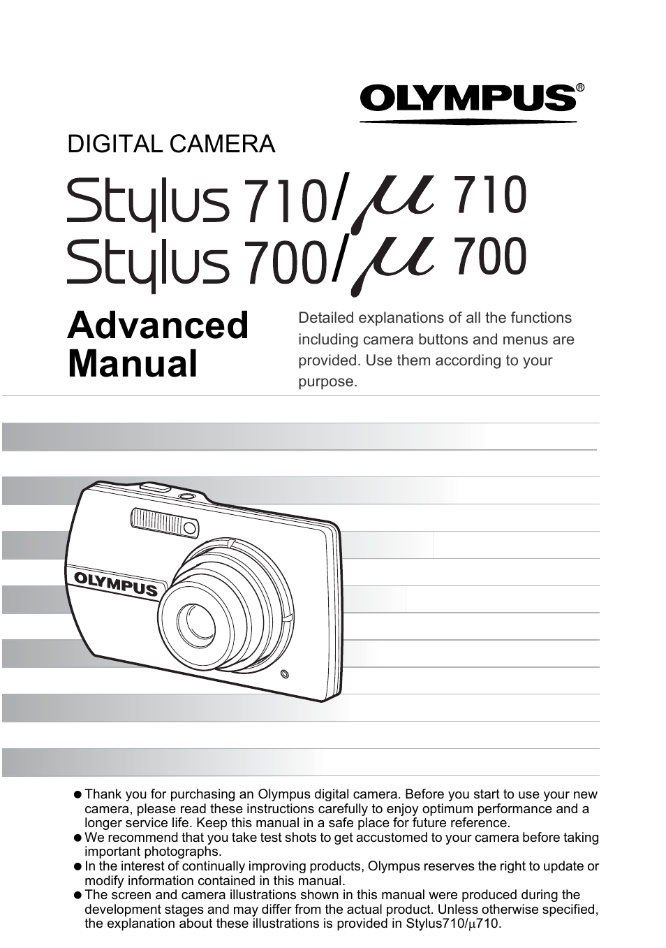 Olympus STYLUS 700 User Manual | 86 pages