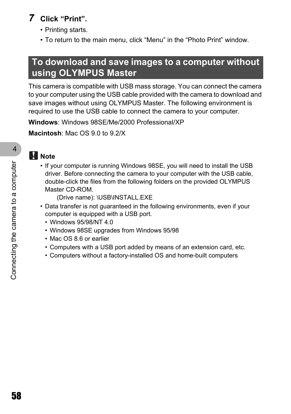 Olympus STYLUS 700 User Manual | Page 58 / 86
