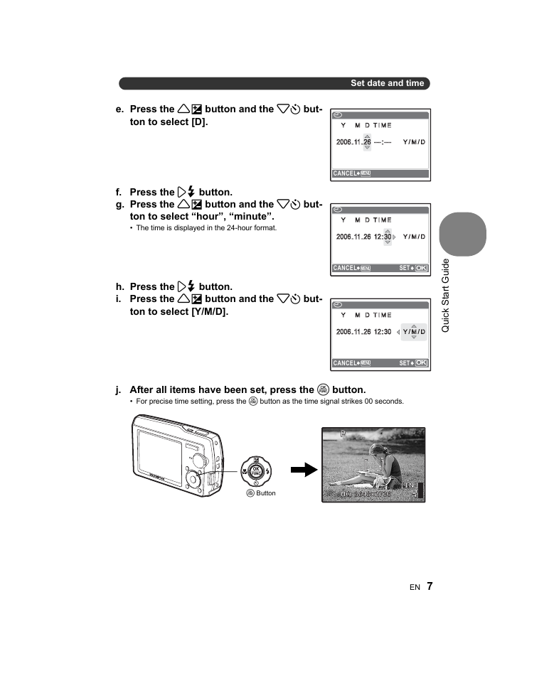 Quick start guide | Olympus Stylus 1000 User Manual | Page 7 / 80
