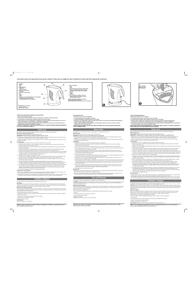 Applica K200 User Manual | 2 pages