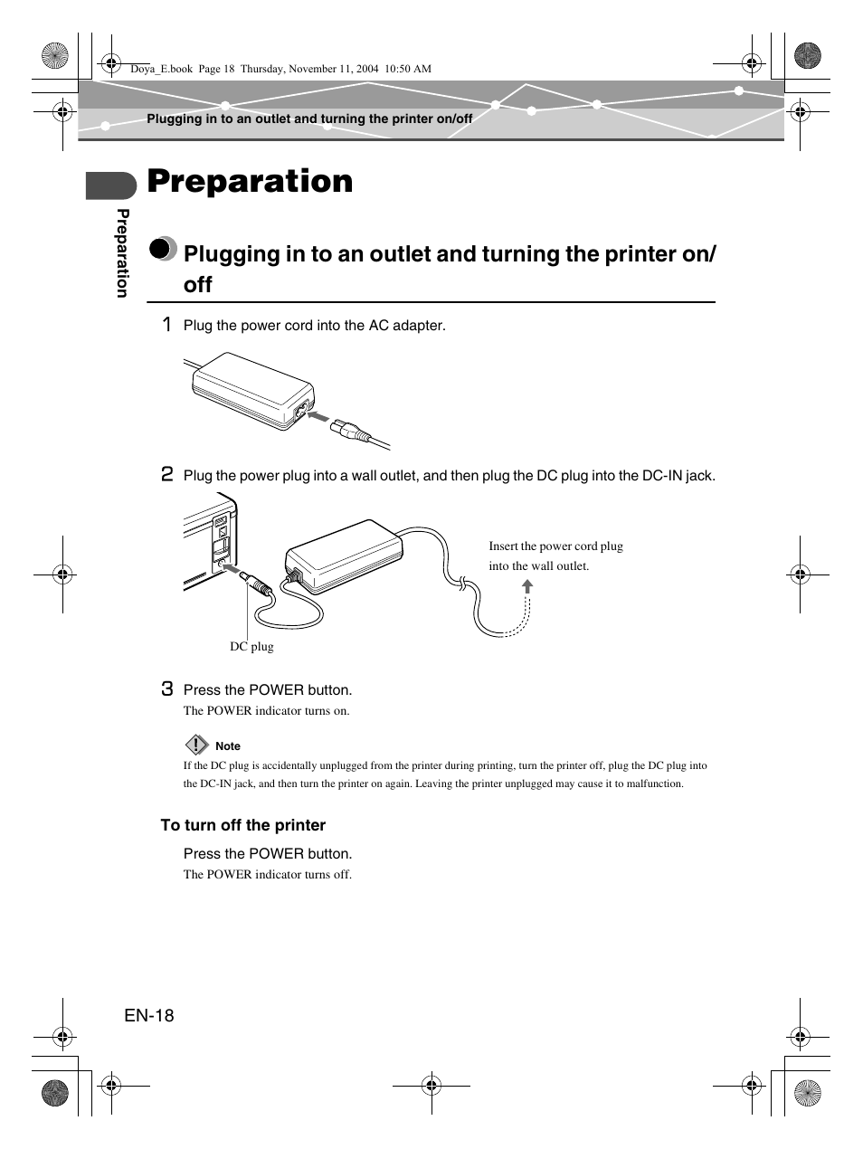 Preparation | Olympus P-S100 Digital Photo Printer User Manual | Page 18 / 132