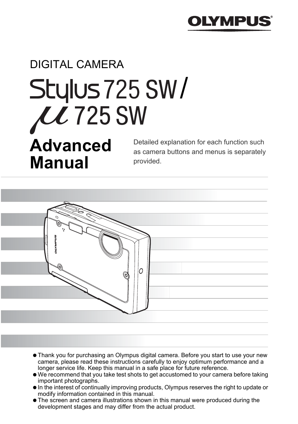 Olympus Stylus 725 SW User Manual | 83 pages