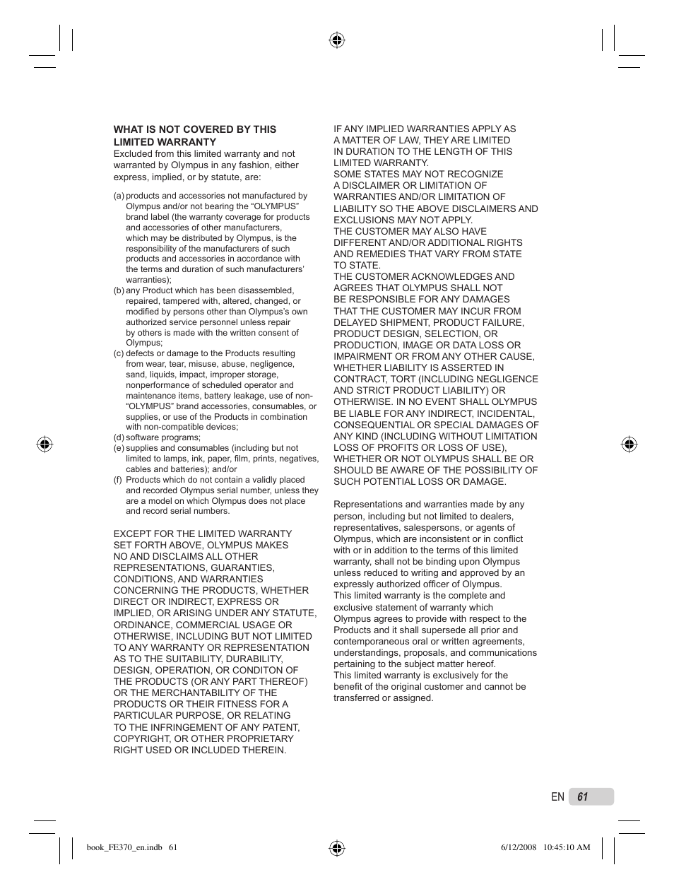 Olympus FE-370 User Manual | Page 61 / 70