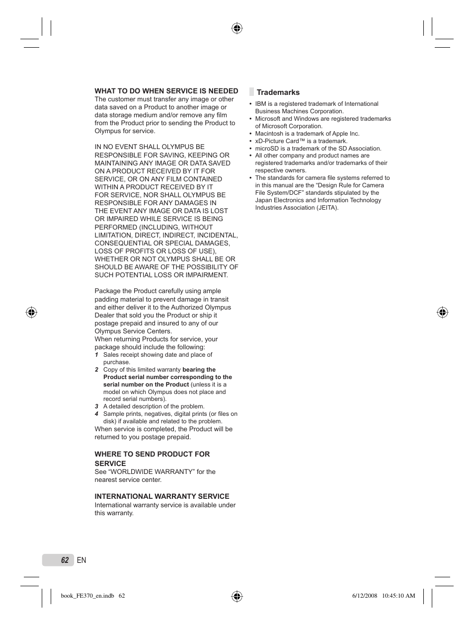 Olympus FE-370 User Manual | Page 62 / 70