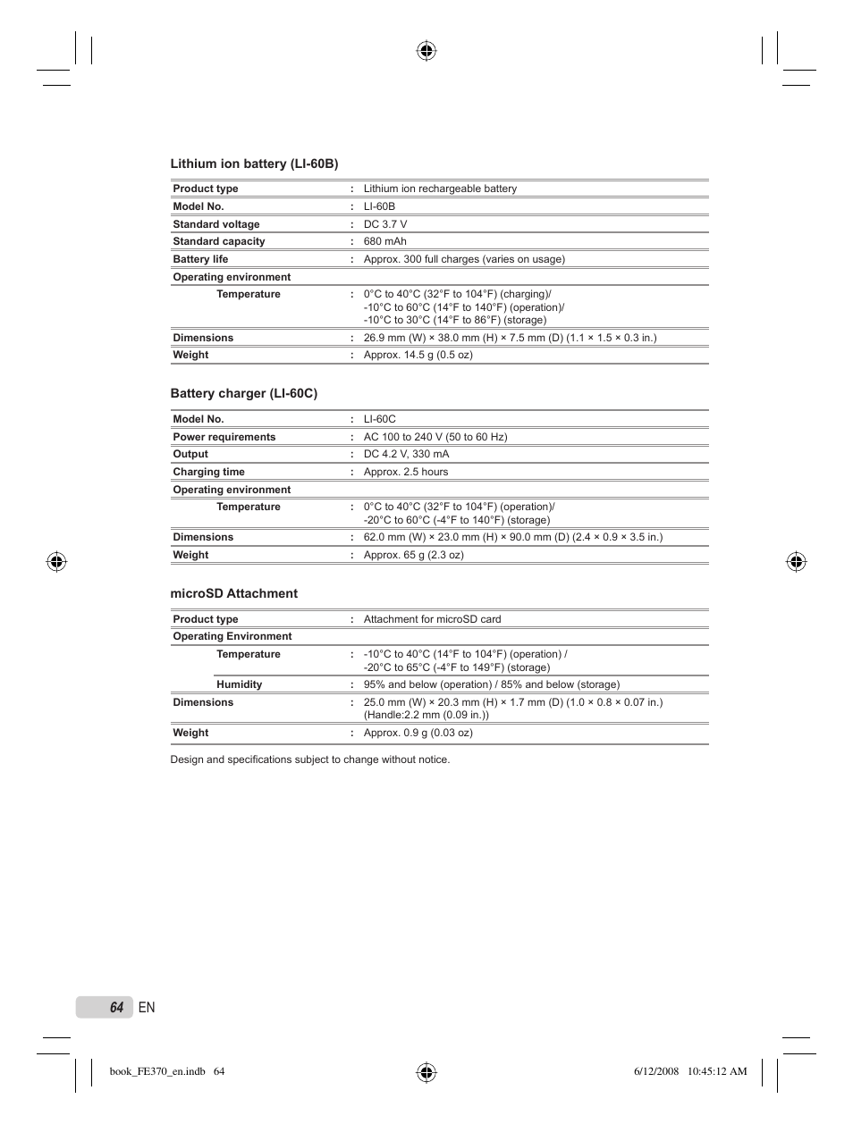 64 en | Olympus FE-370 User Manual | Page 64 / 70