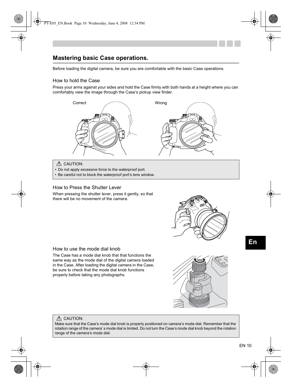 Mastering basic case operations | Olympus PT-E05 User Manual | Page 11 / 42