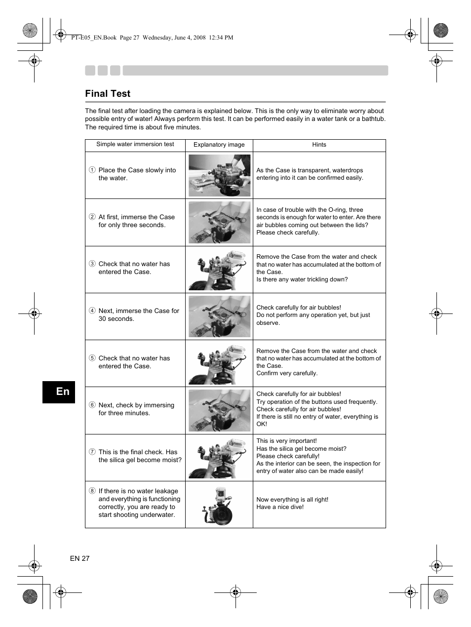 Final test | Olympus PT-E05 User Manual | Page 28 / 42