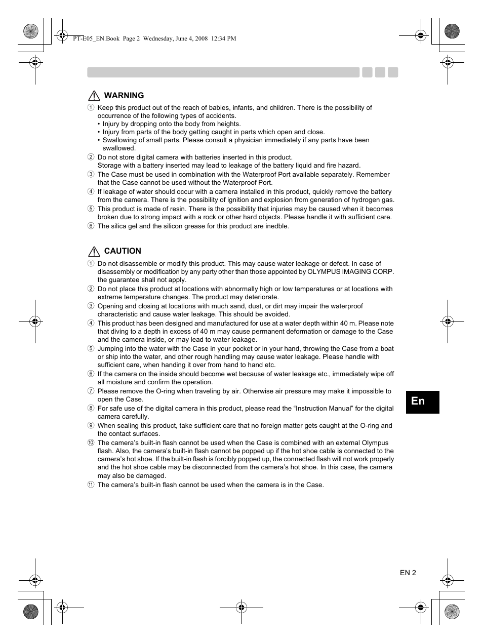 Olympus PT-E05 User Manual | Page 3 / 42