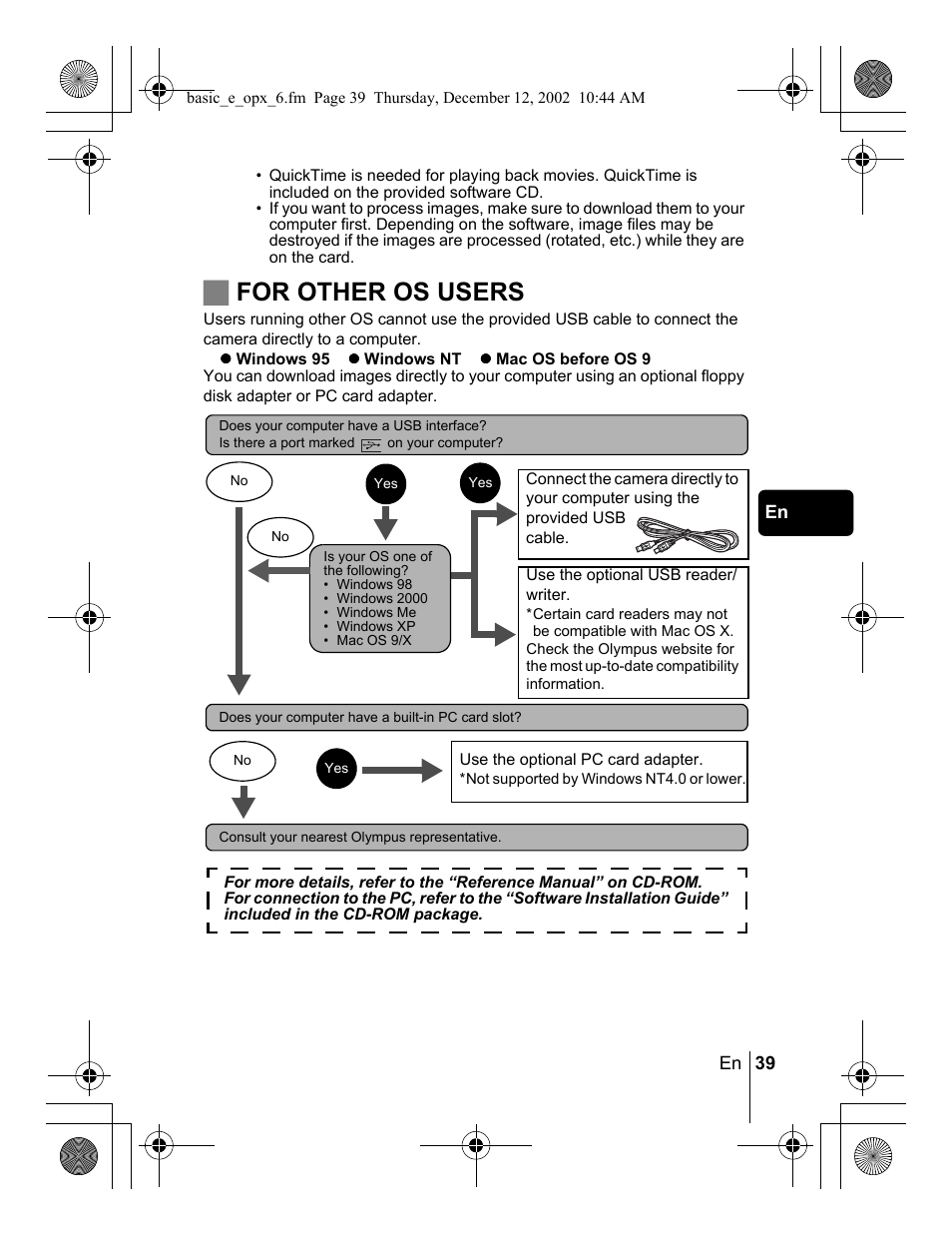 Jfor other os users | Olympus Stylus 400 Digital User Manual | Page 39 / 172