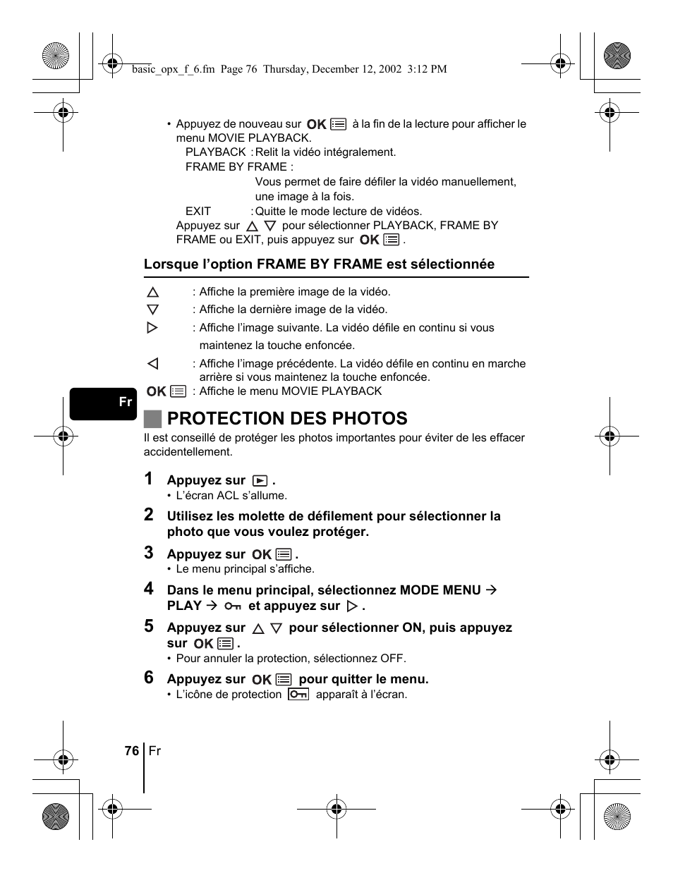 Jprotection des photos | Olympus Stylus 400 Digital User Manual | Page 76 / 172