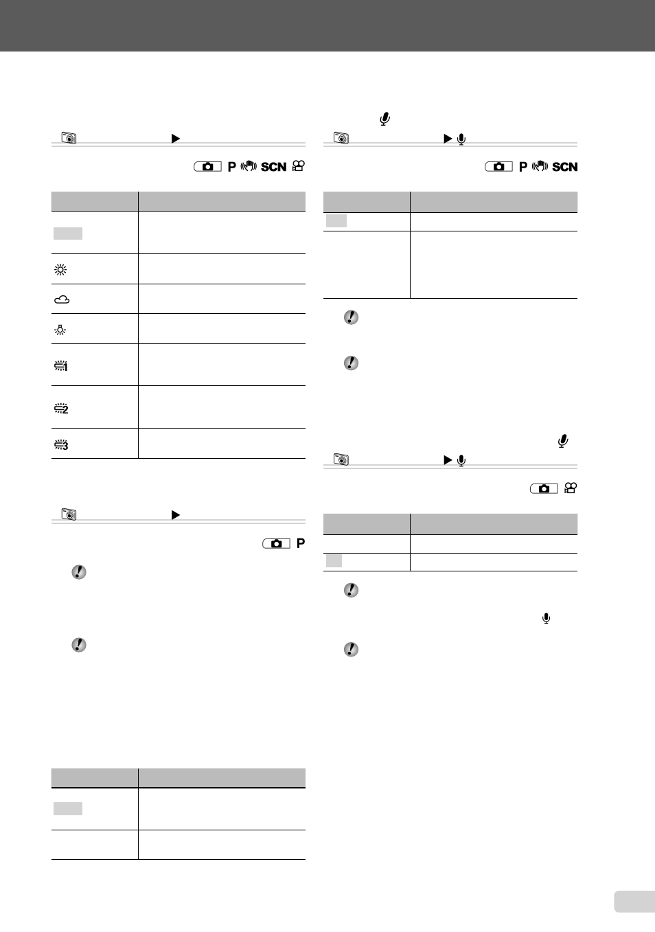 25 en, Adjusting to a natural color scheme [ wb] b, Selecting the iso sensitivity [iso] b | Recording sound when shooting still images [ r ] b, Selecting sound setting for movies [ r ] b | Olympus FE-4000 User Manual | Page 25 / 62