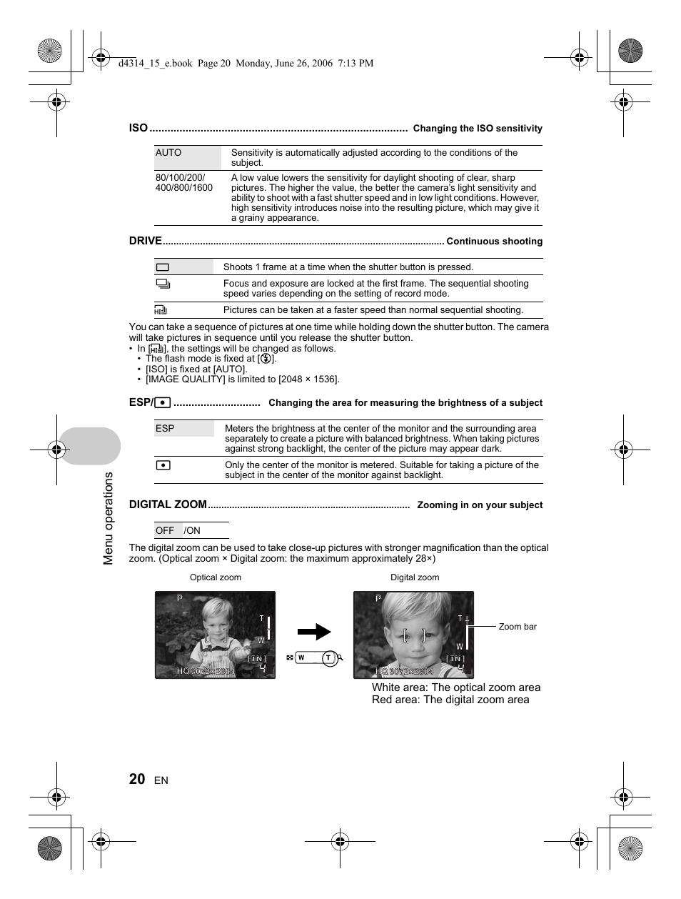 Menu operations | Olympus Stylus 740 User Manual | Page 20 / 80