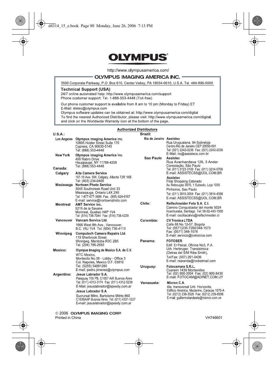 Olympus Stylus 740 User Manual | Page 80 / 80