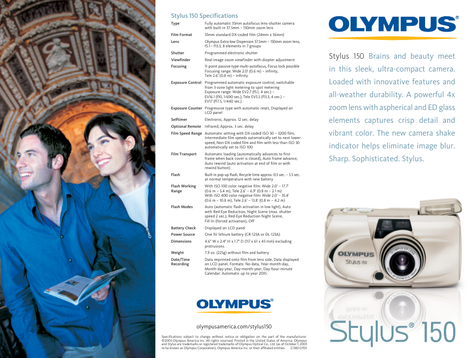 Olympus Stylus 150 User Manual | 2 pages