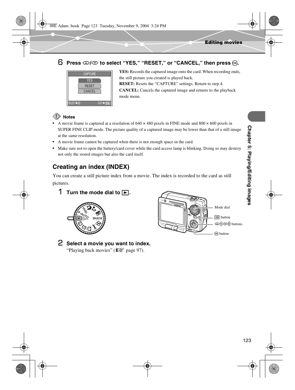 Creating an index (index) | Olympus IR-500 User Manual | Page 123 / 259