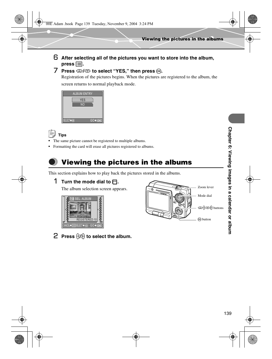 Viewing the pictures in the albums, The pictures in, The albums | Olympus IR-500 User Manual | Page 139 / 259