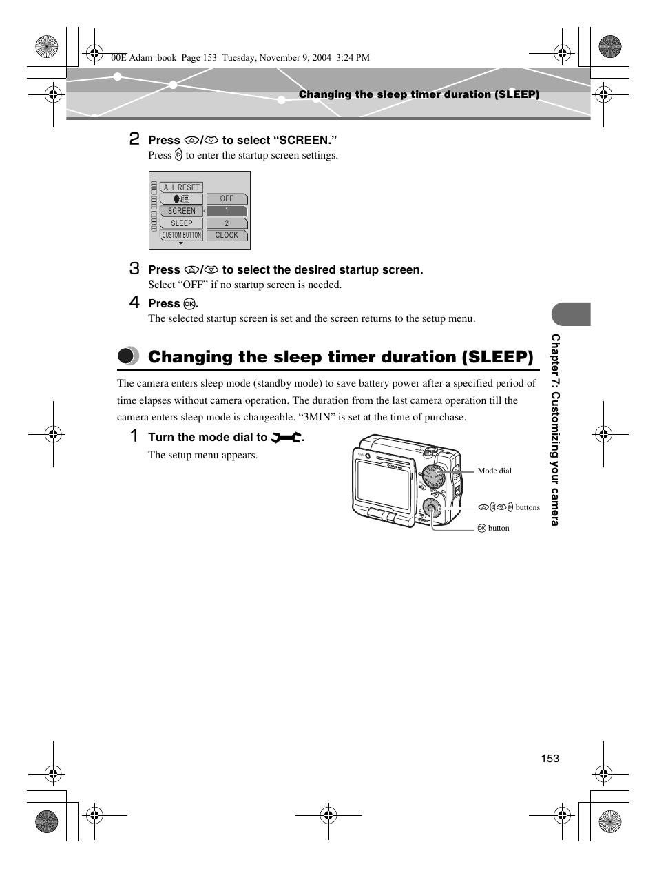 Changing the sleep timer duration (sleep) | Olympus IR-500 User Manual | Page 153 / 259