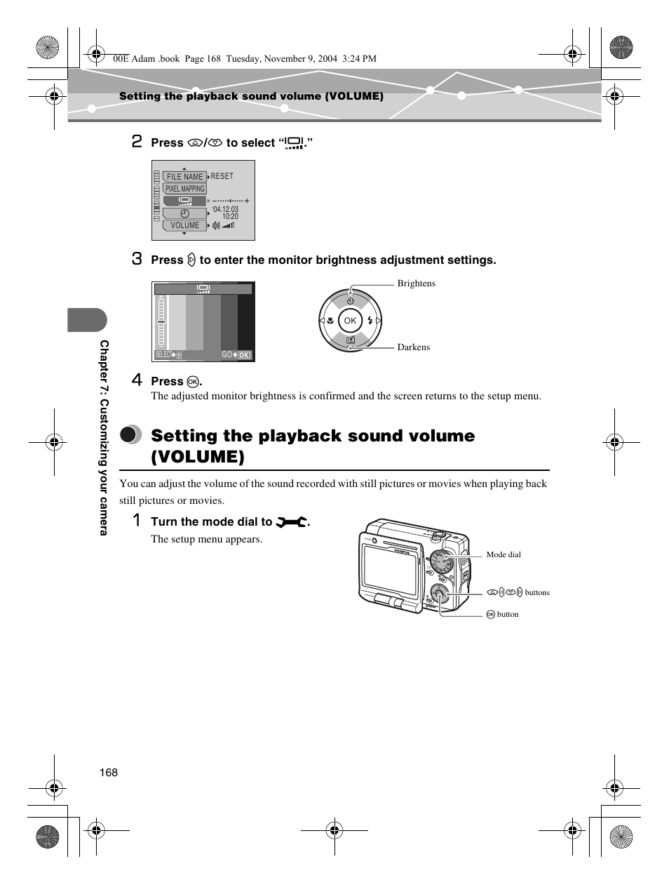 Setting the playback sound volume (volume), Setting the playback sound volume, Volume) | Olympus IR-500 User Manual | Page 168 / 259