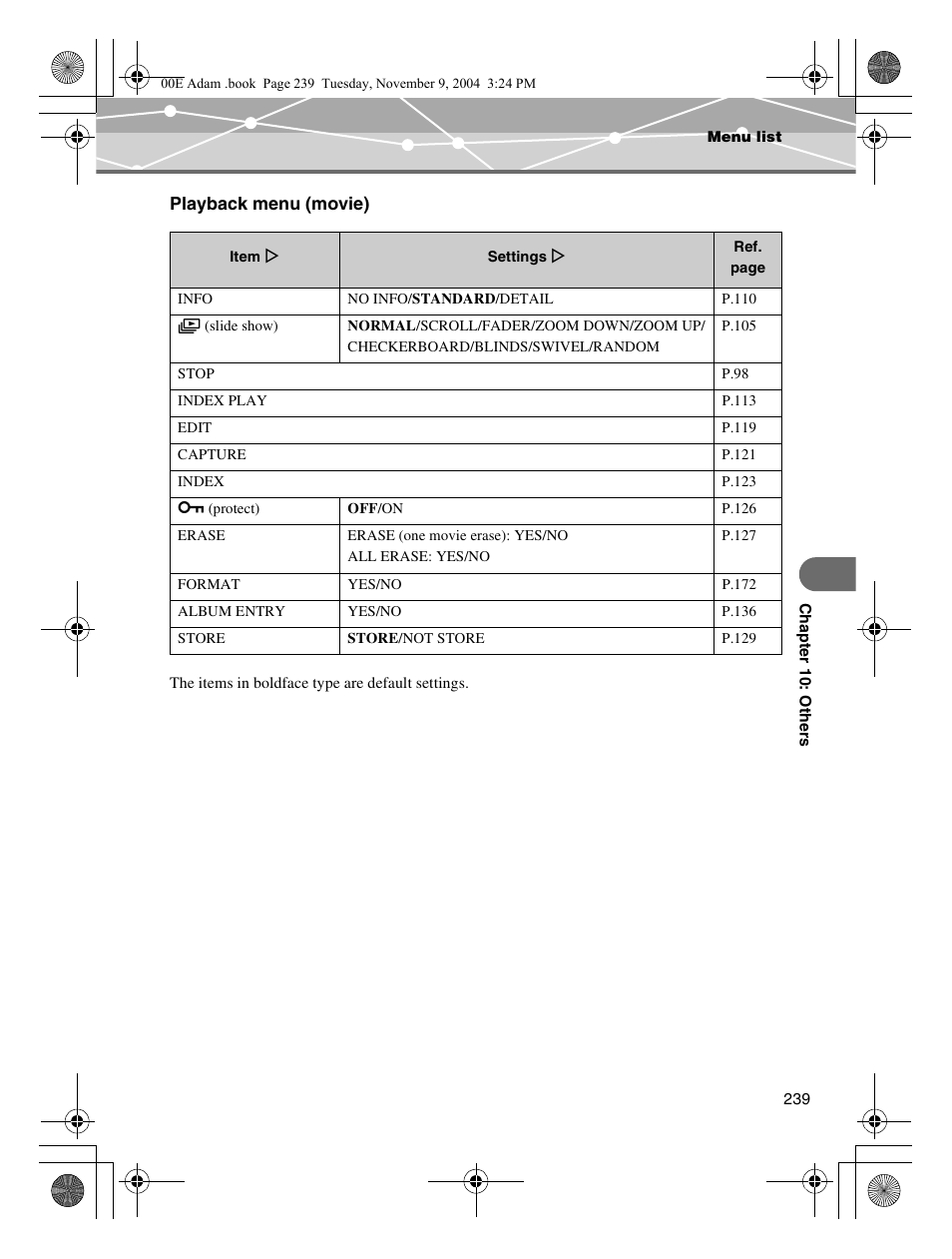 Playback menu (movie) | Olympus IR-500 User Manual | Page 239 / 259