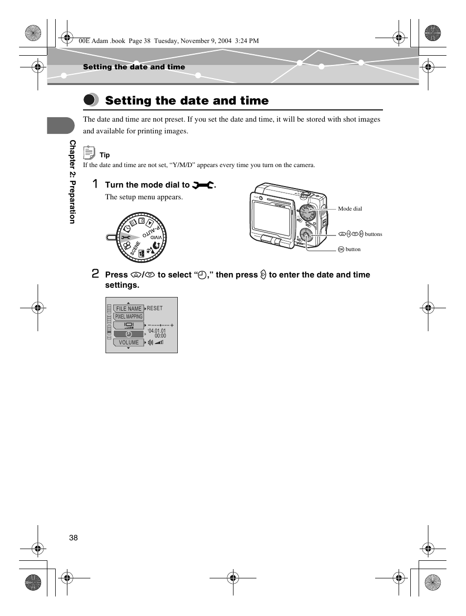 Setting the date and time | Olympus IR-500 User Manual | Page 38 / 259