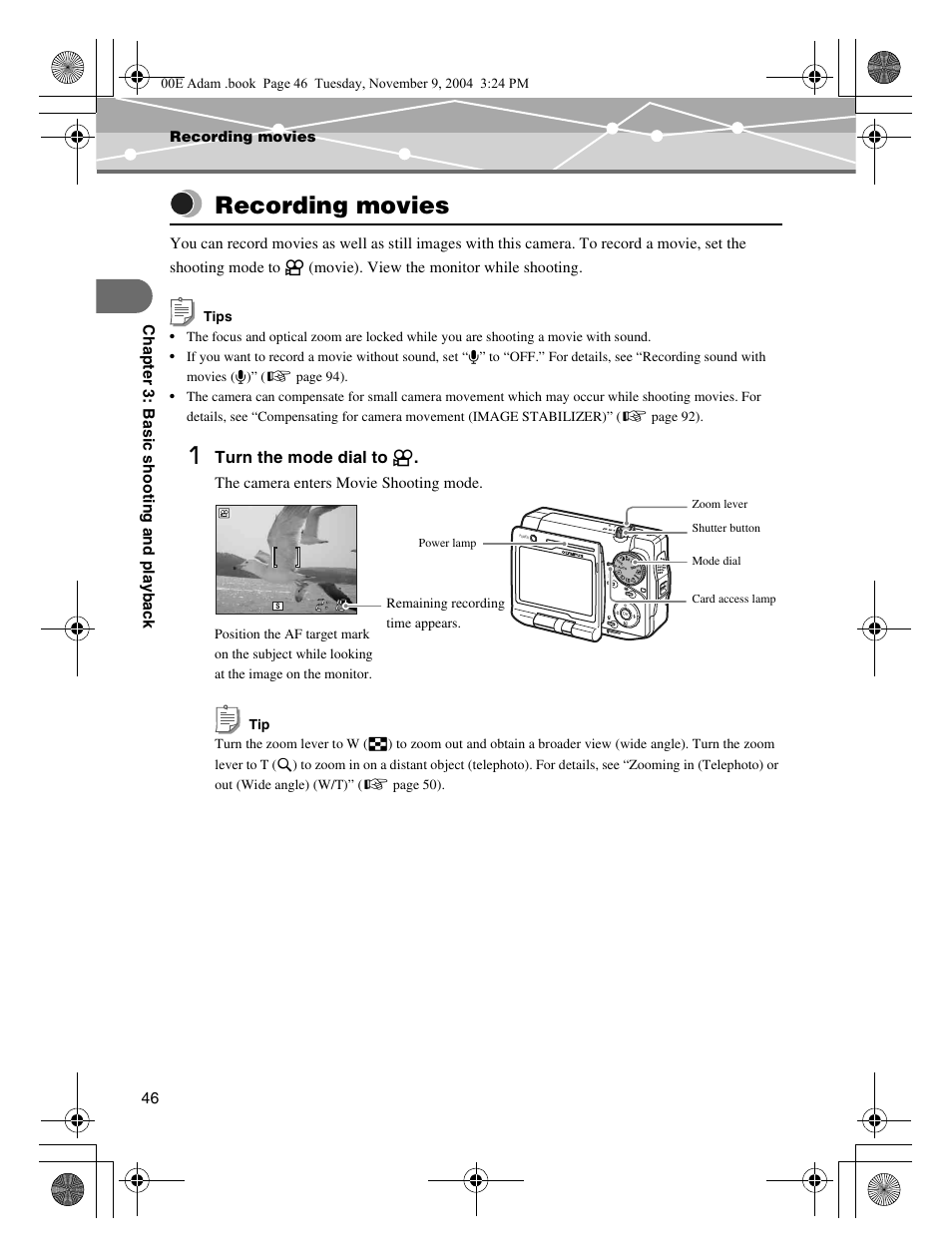 Recording movies, P.46 | Olympus IR-500 User Manual | Page 46 / 259