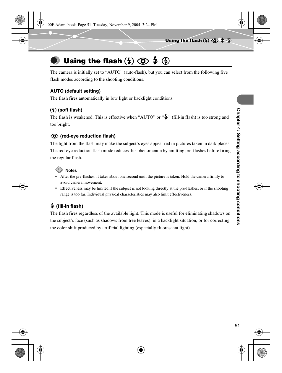 Using the flash u, P.51 | Olympus IR-500 User Manual | Page 51 / 259