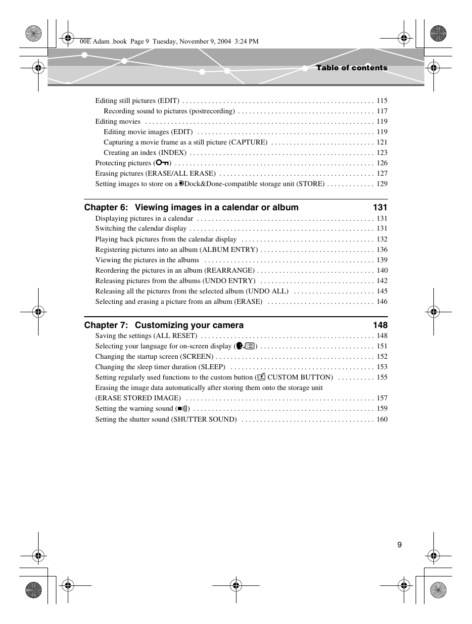 Chapter 7: customizing your camera 148 | Olympus IR-500 User Manual | Page 9 / 259