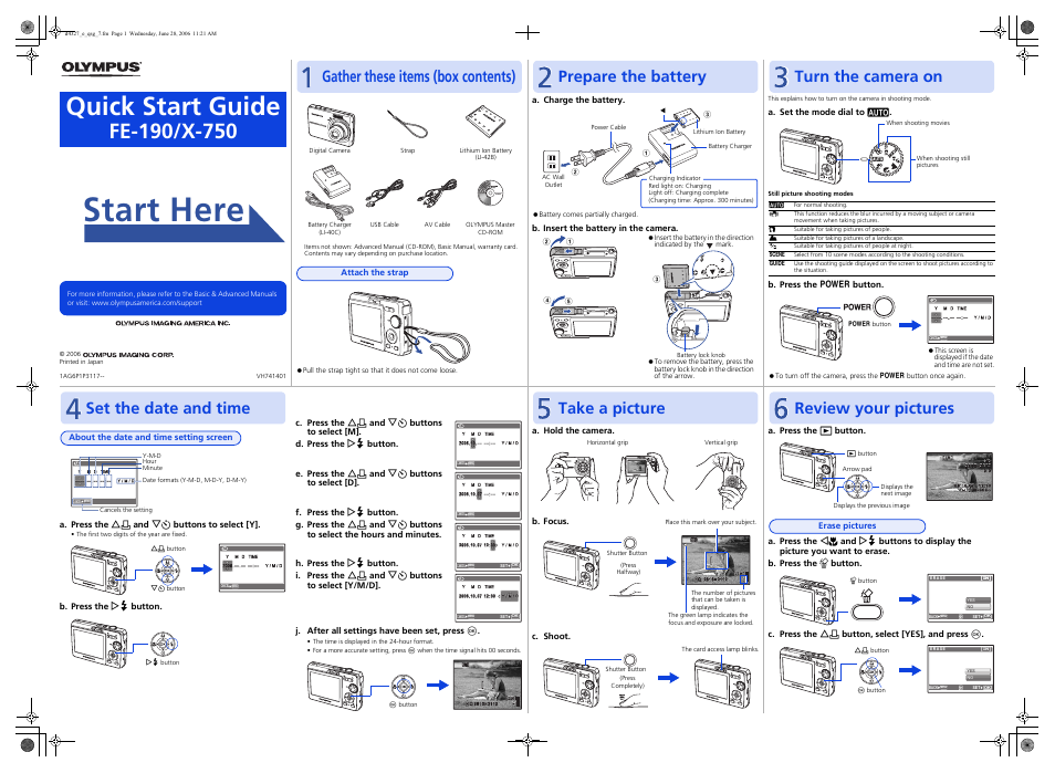 Olympus FE-190 User Manual | 2 pages