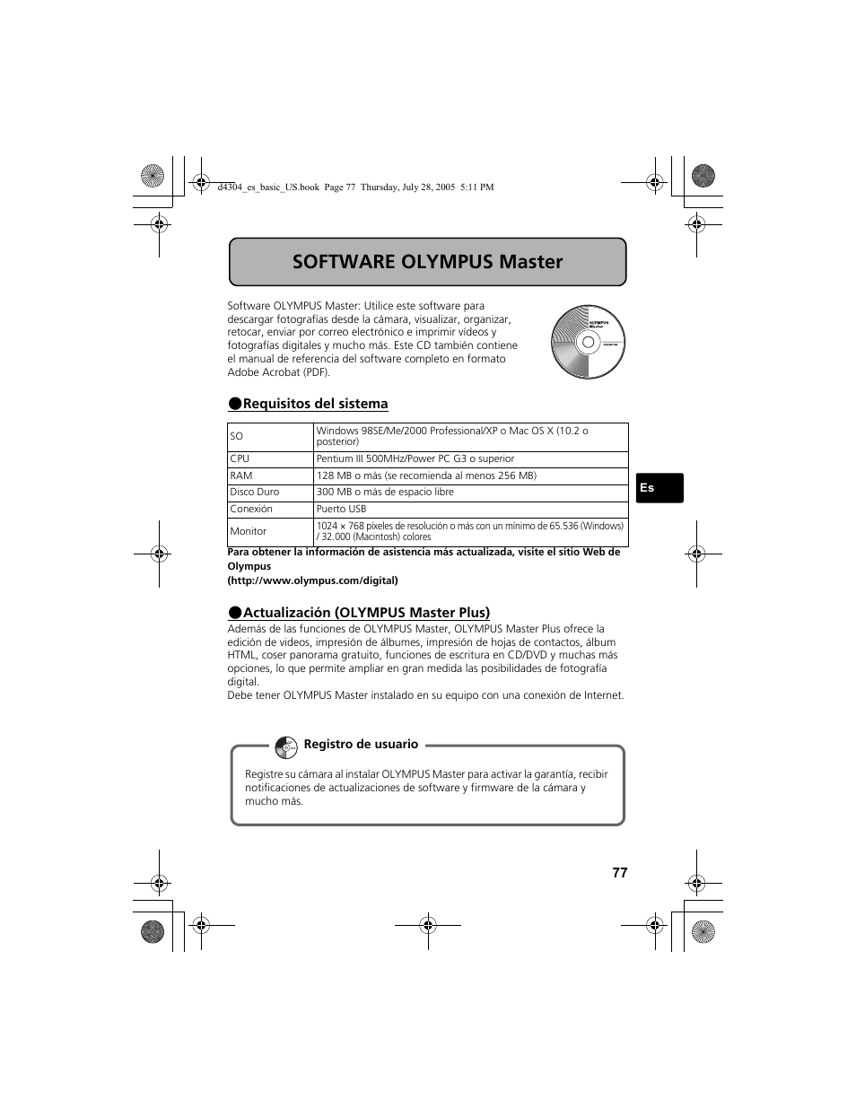 Software olympus master | Olympus FE-100 User Manual | Page 77 / 116
