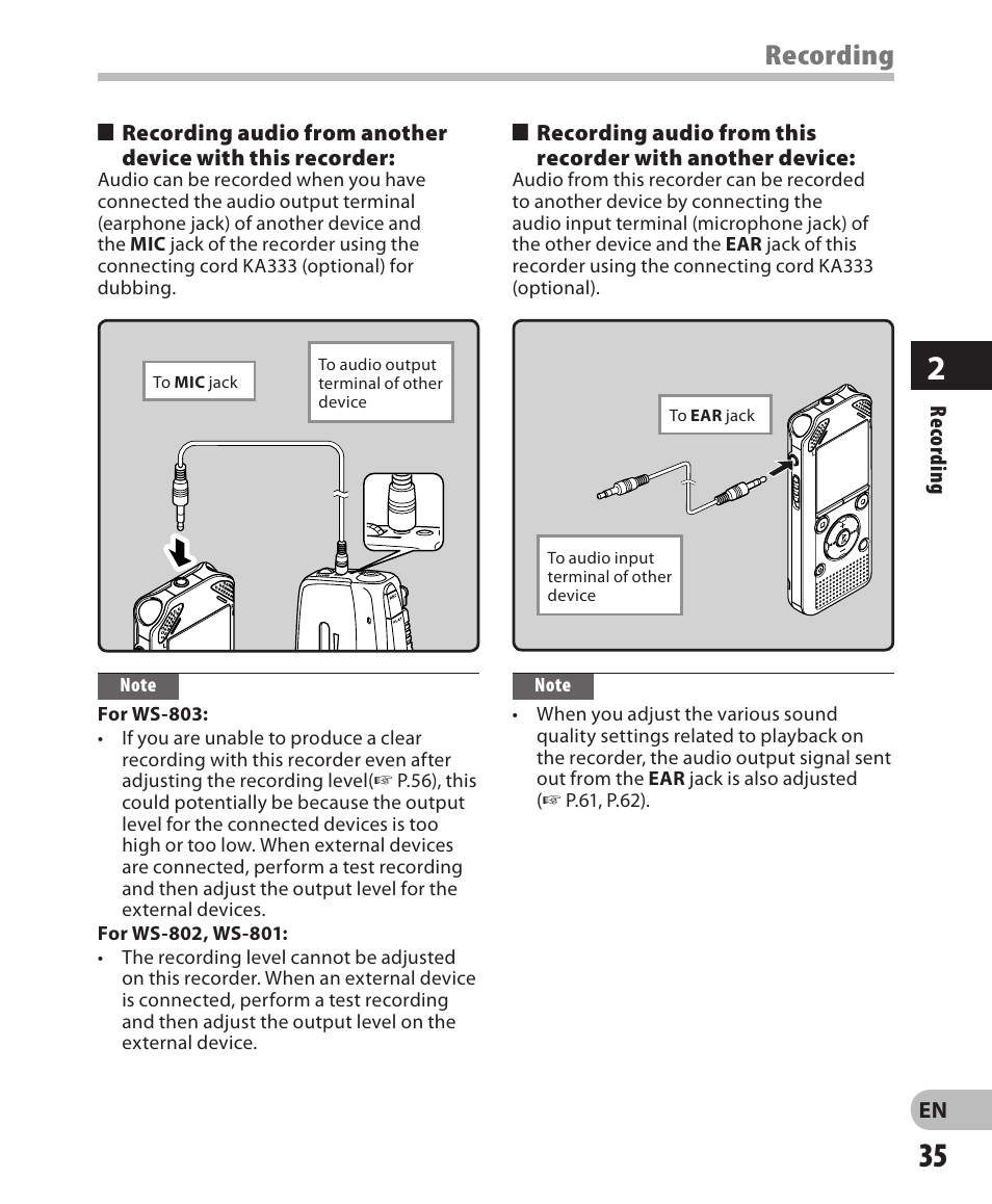 Recording | Olympus WS-802 User Manual | Page 35 / 95