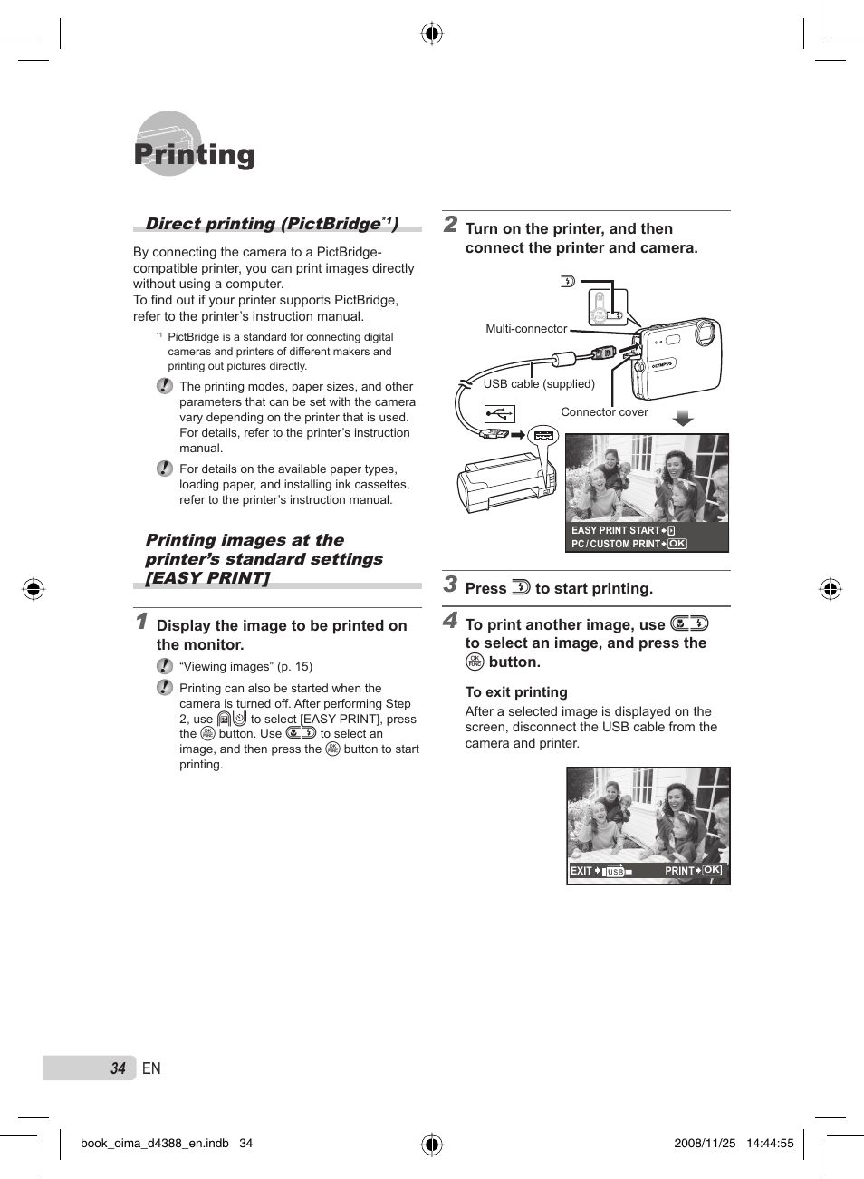 Printing | Olympus STYLUS-550WP User Manual | Page 34 / 70