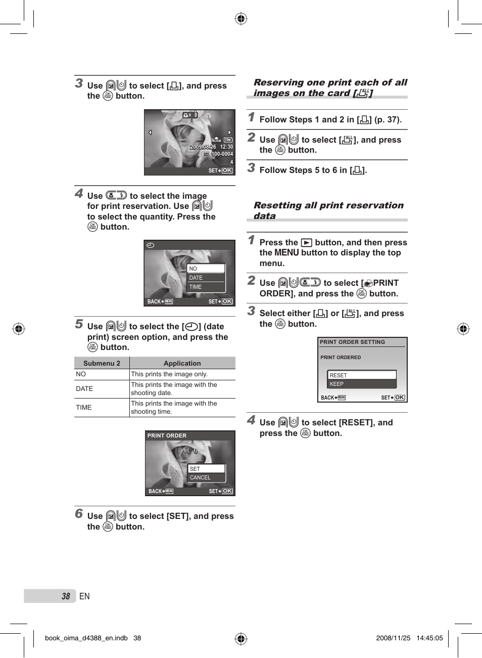 38 en, Resetting all print reservation data | Olympus STYLUS-550WP User Manual | Page 38 / 70