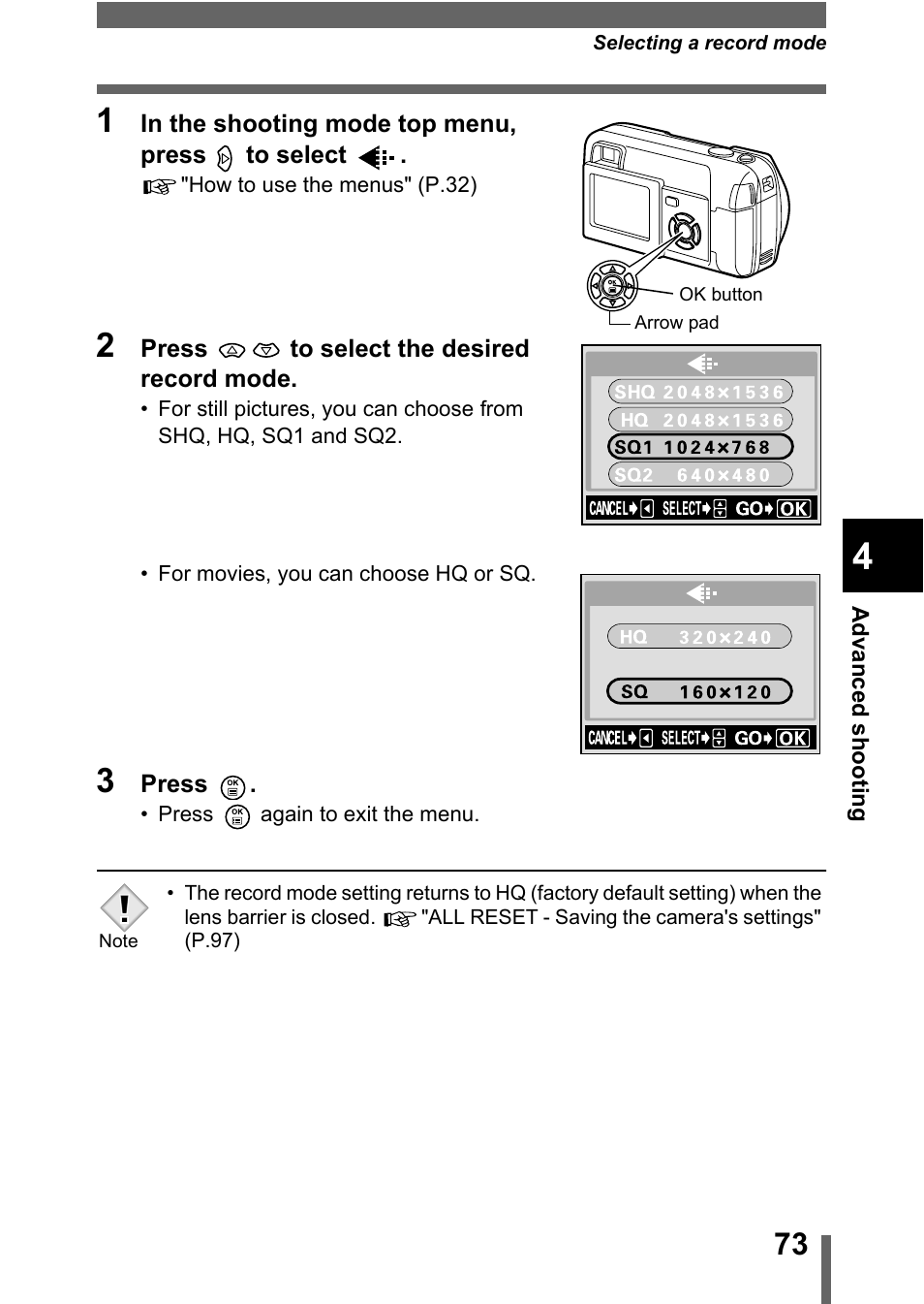 Olympus D-560 Zoom User Manual | Page 74 / 171