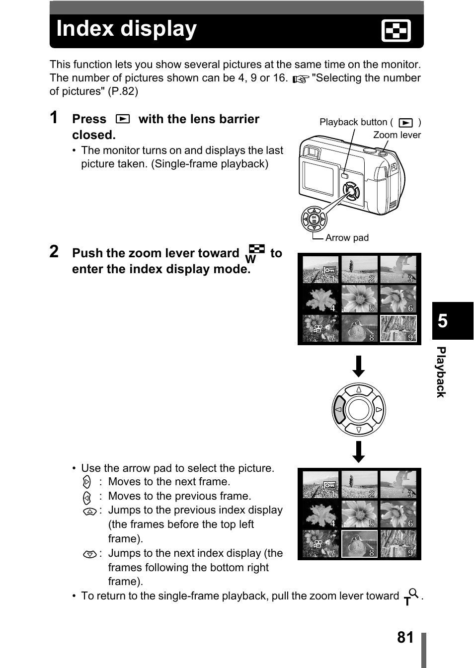 Index display, P.81 | Olympus D-560 Zoom User Manual | Page 82 / 171