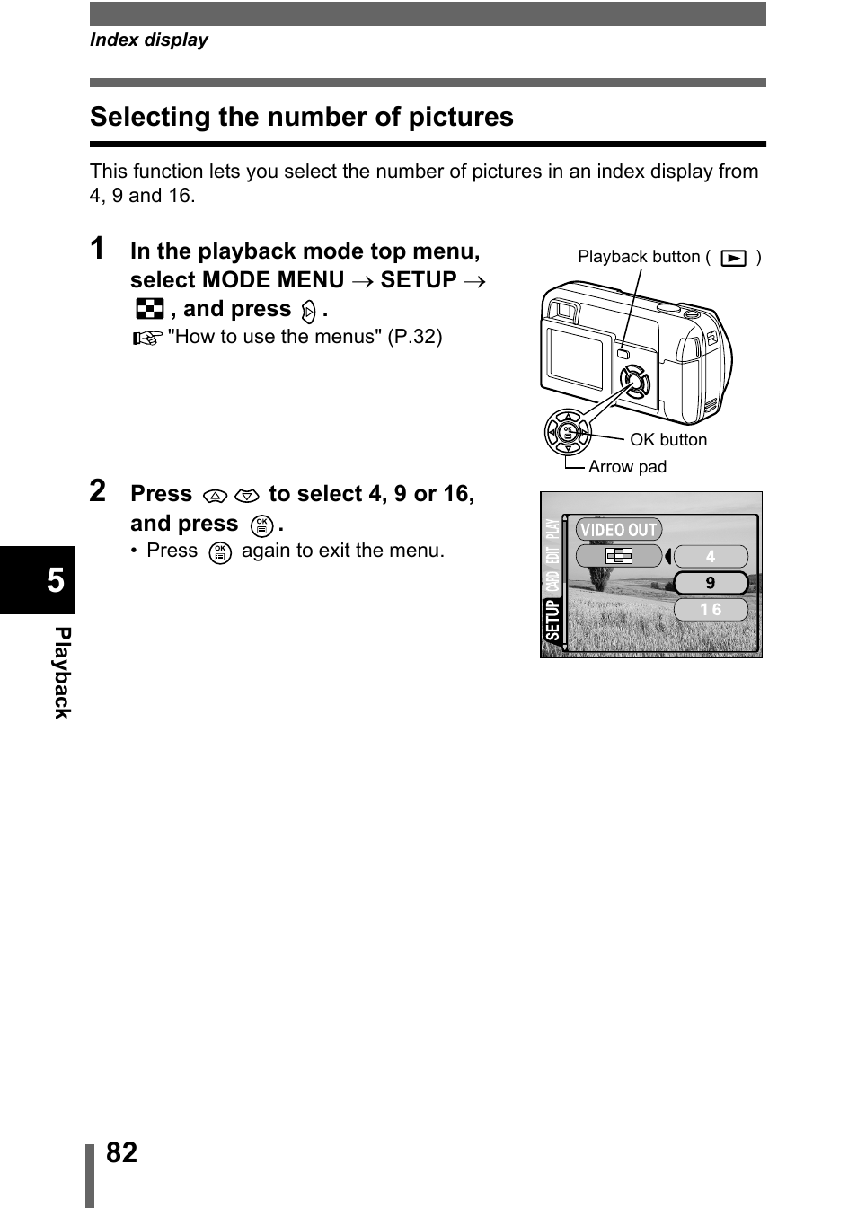Selecting the number of pictures | Olympus D-560 Zoom User Manual | Page 83 / 171