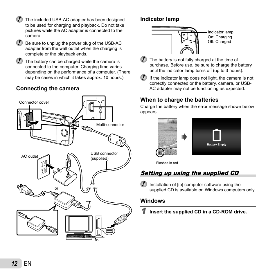 12 en, Setting up using the supplied cd | Olympus VH-210 User Manual | Page 12 / 71