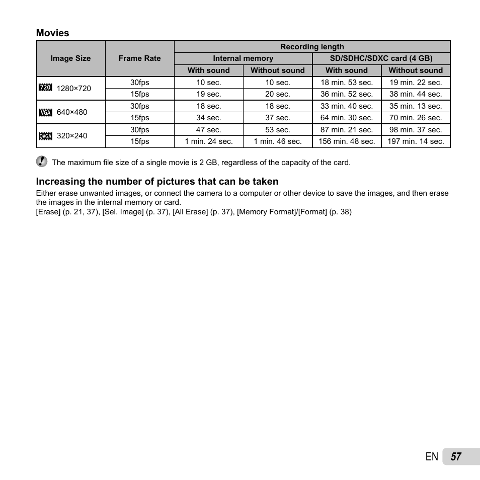 57 en | Olympus VH-210 User Manual | Page 57 / 71