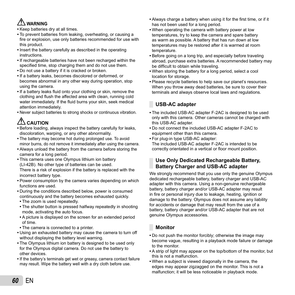60 en | Olympus VH-210 User Manual | Page 60 / 71
