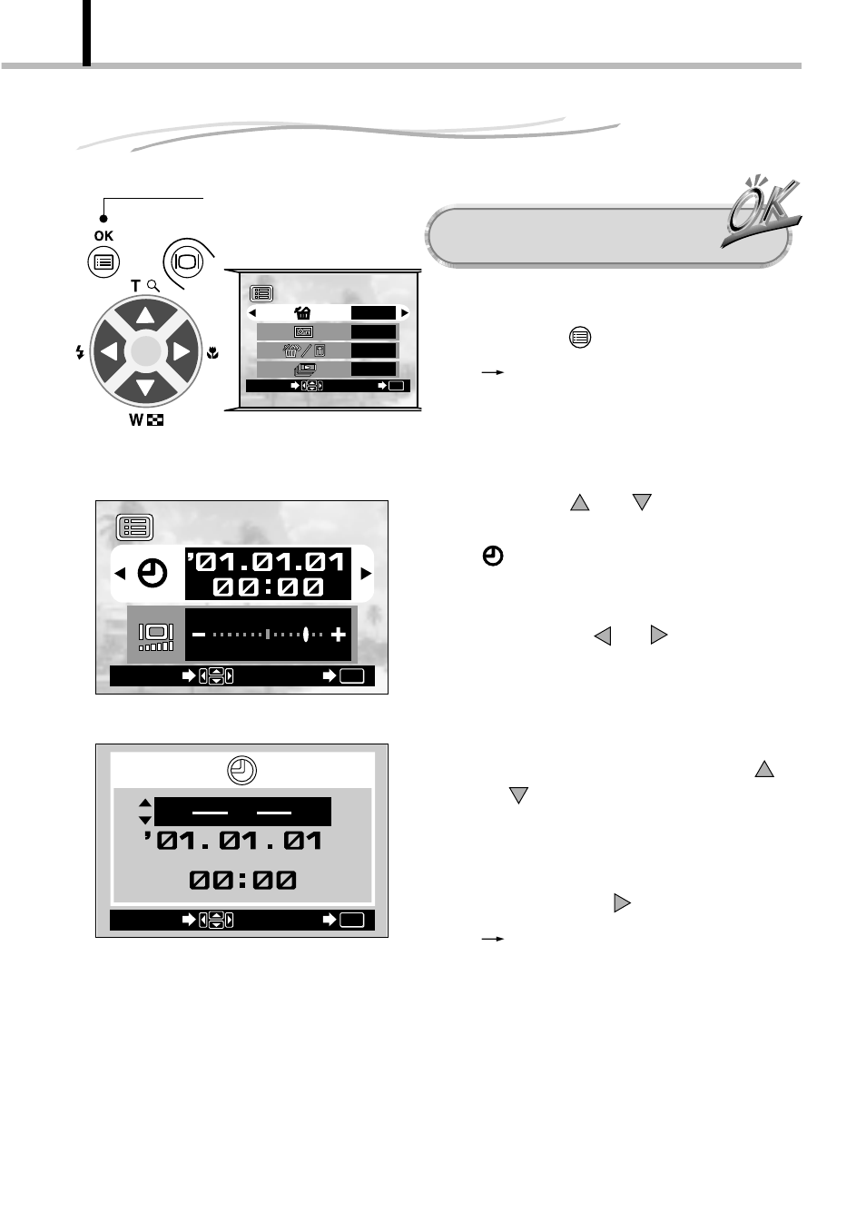 Setting the date and time, Operating procedure, Y m d | Olympus D-100 User Manual | Page 26 / 104