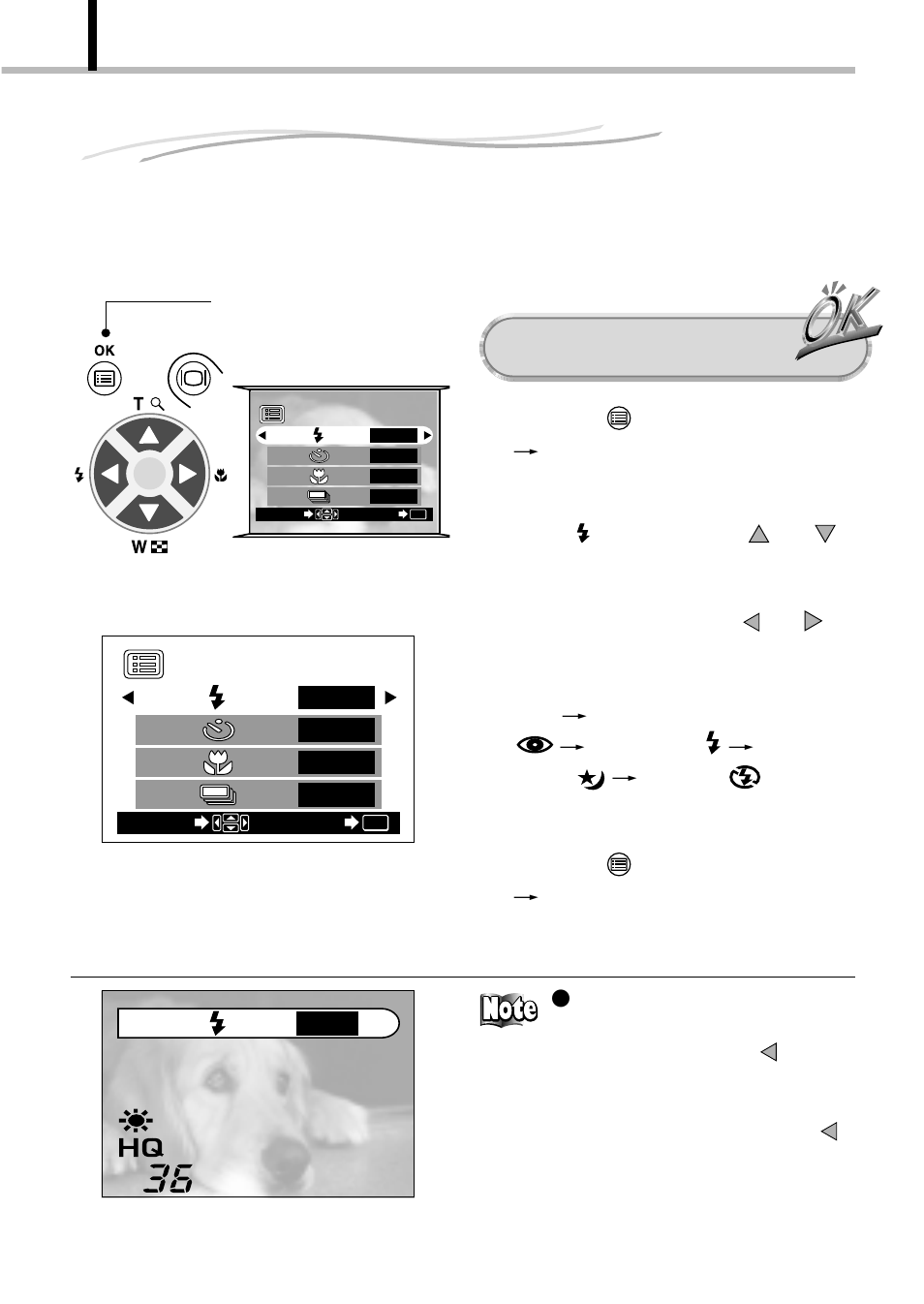 Using the flash, Operating procedure | Olympus D-100 User Manual | Page 56 / 104