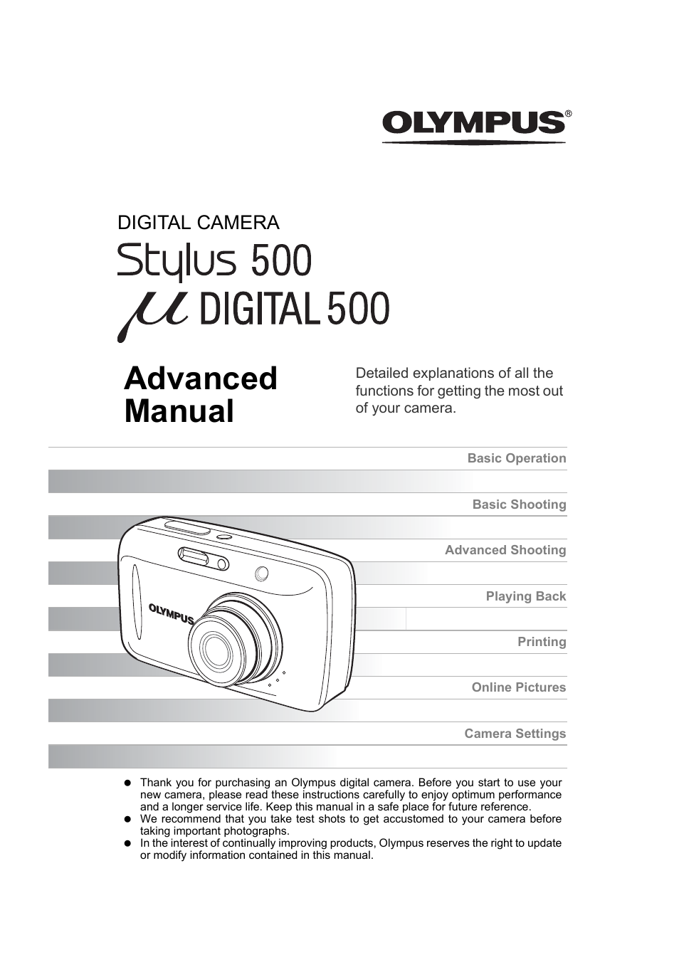 Olympus Stylus 500 Digital User Manual | 170 pages