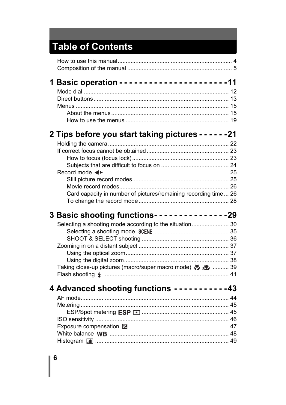 Olympus Stylus 500 Digital User Manual | Page 6 / 170
