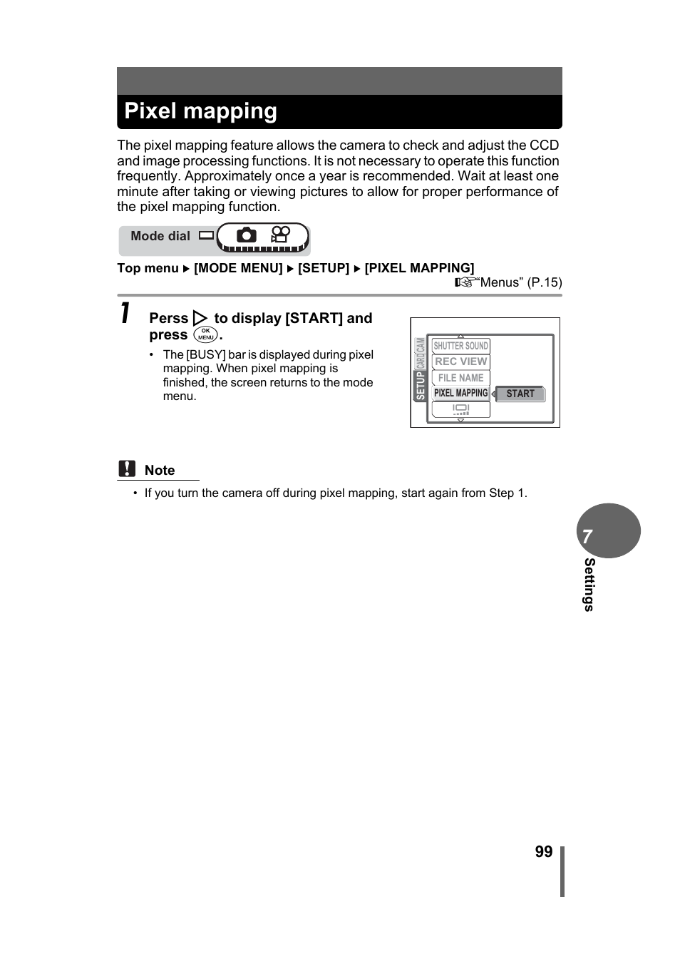 Pixel mapping | Olympus Stylus 500 Digital User Manual | Page 99 / 170