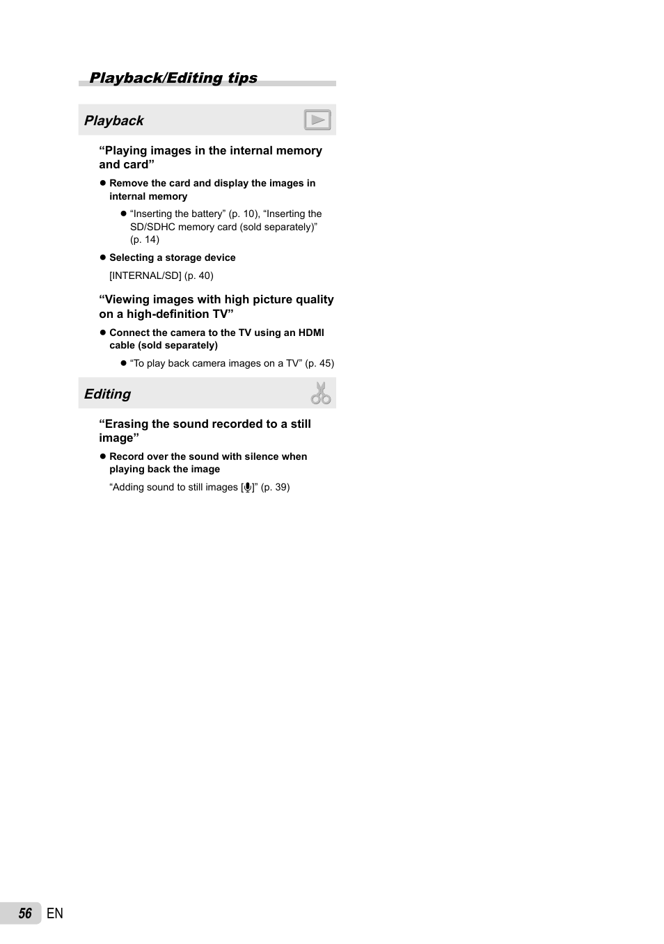 56 en playback/editing tips | Olympus STYLUS-5010 User Manual | Page 56 / 74